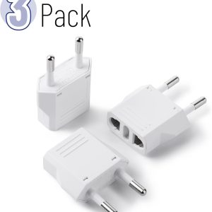 Bates- European Plug Adapter, 3 pc, Travel Adapter, US to Europe Plug Adapter, EU Adapter, Electrical Adapters, Converter Plug, European Outlet Adapter, Travel Plug Adapter, Converter Plug for Europe
