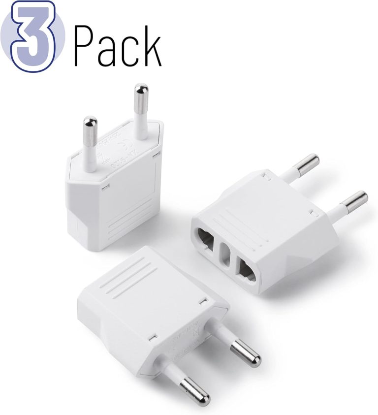Bates- European Plug Adapter, 3 pc, Travel Adapter, US to Europe Plug Adapter, EU Adapter, Electrical Adapters, Converter Plug, European Outlet Adapter, Travel Plug Adapter, Converter Plug for Europe